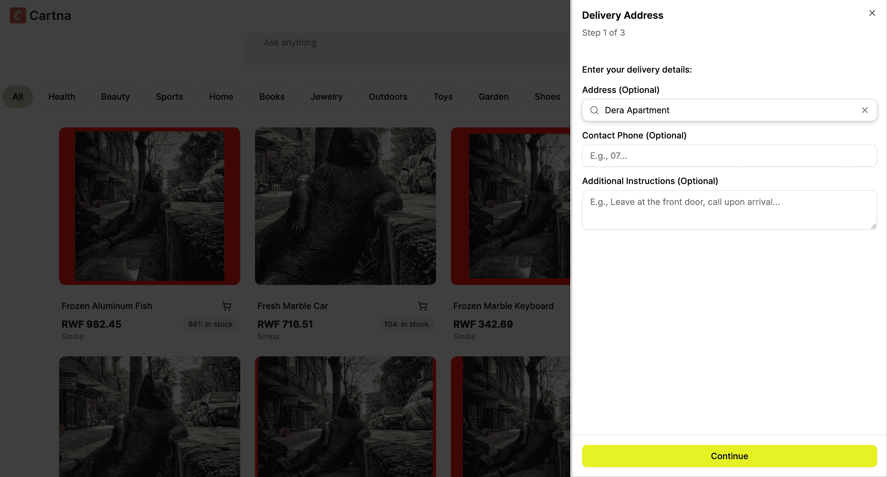Cartna voice/text query