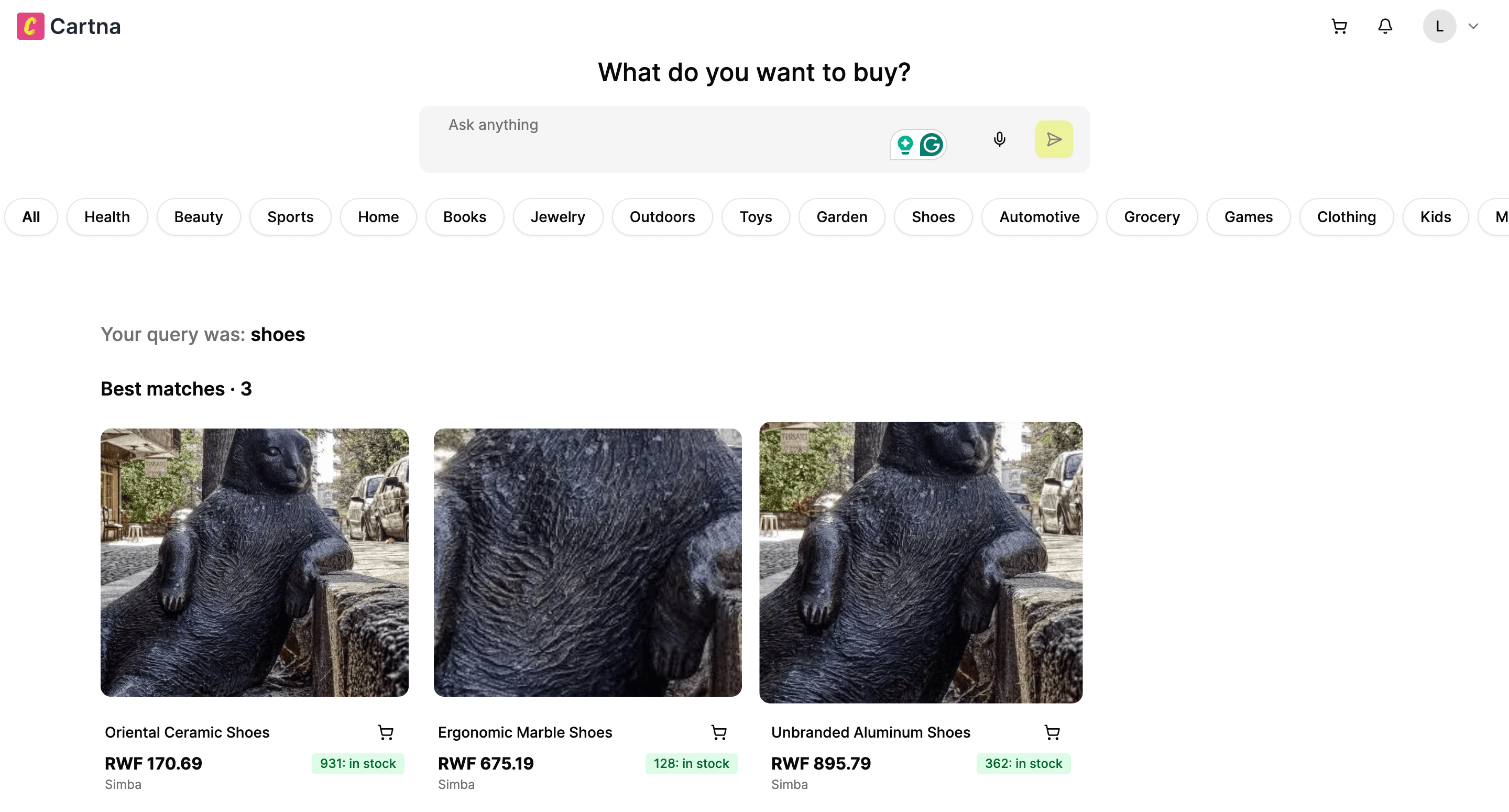 Cartna manager dashboard