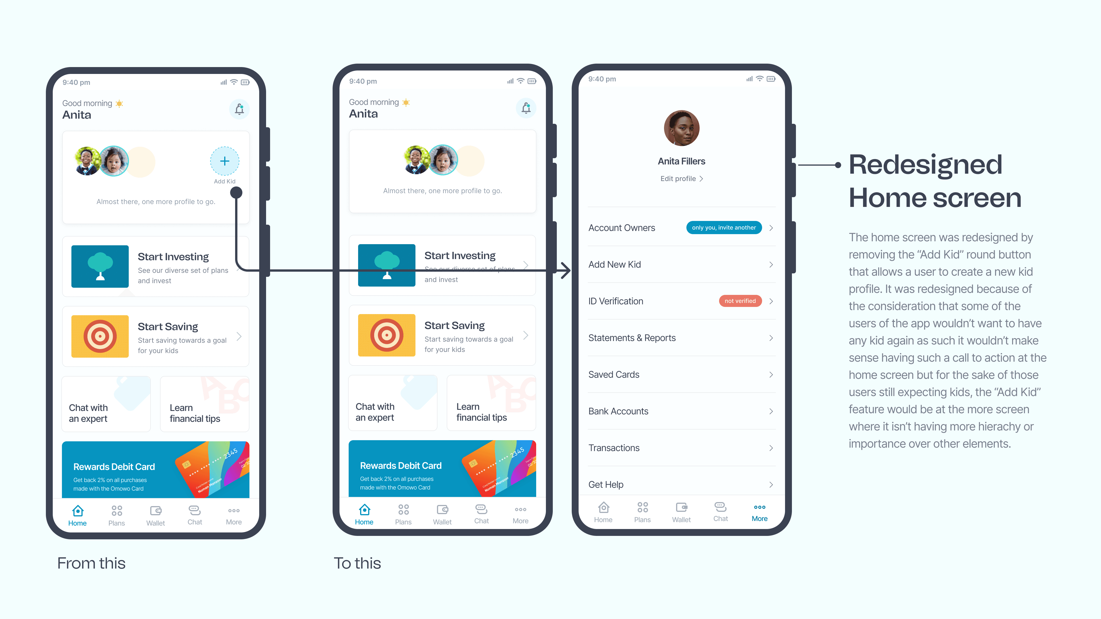 Redesigned home screen