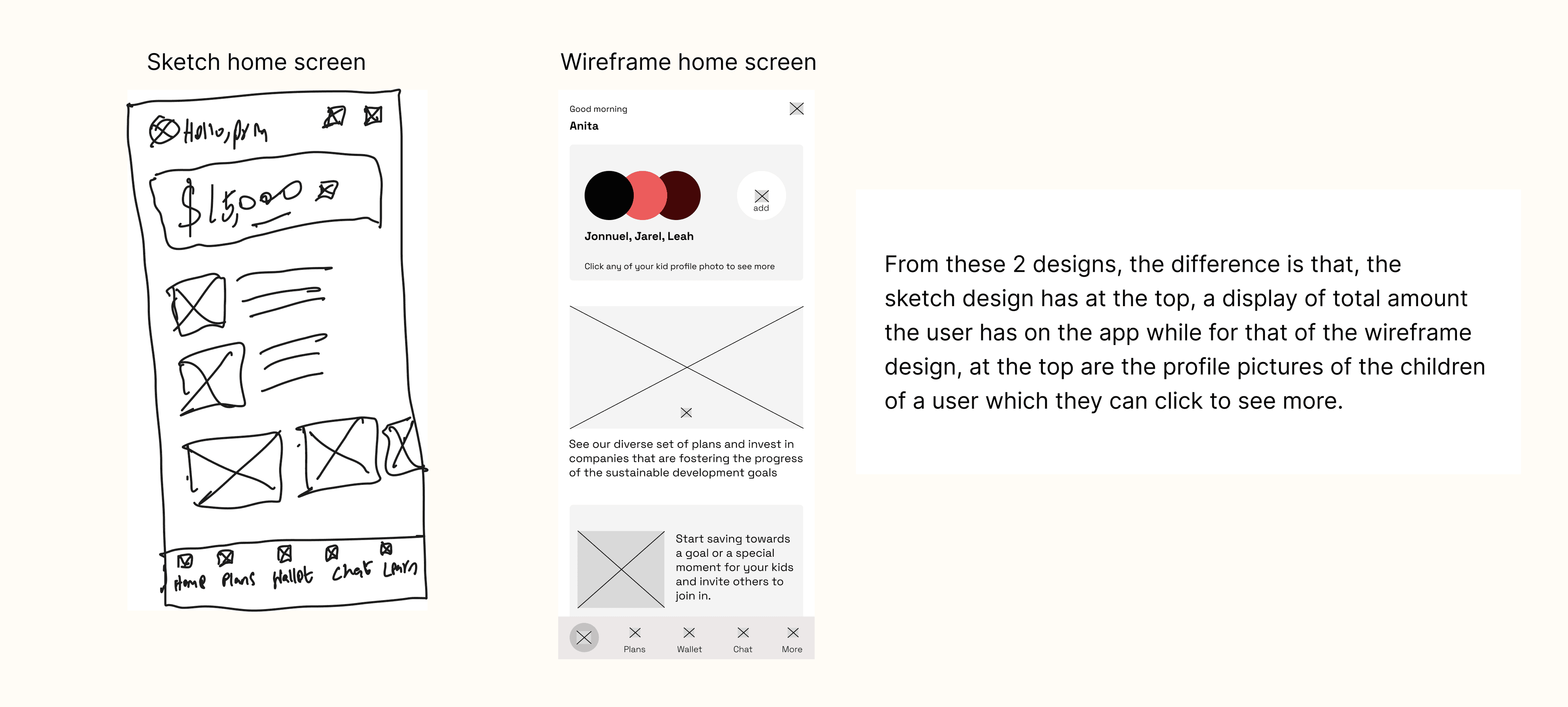 Sketch and wireframe: Home