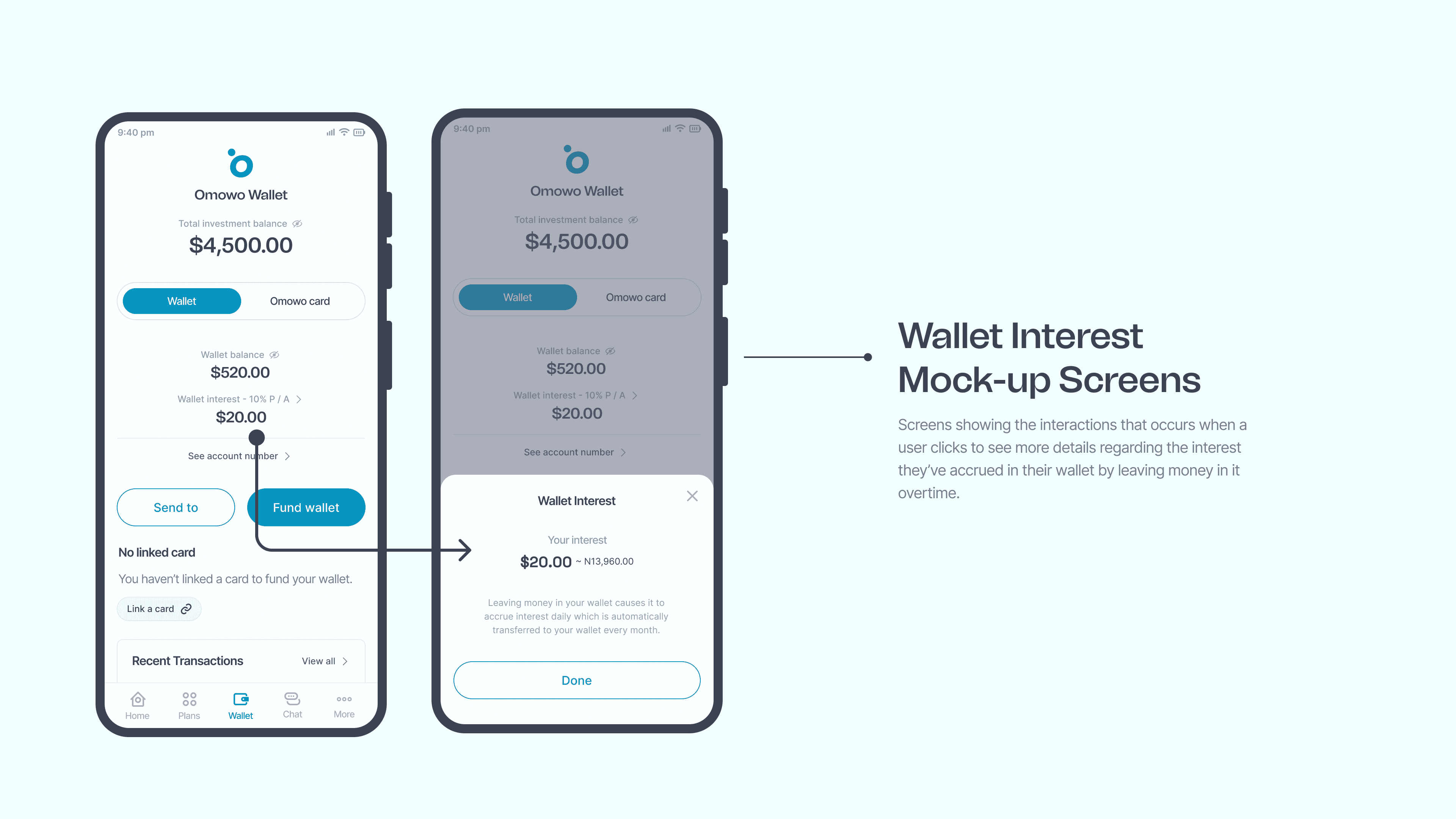 Wallet interest mockups