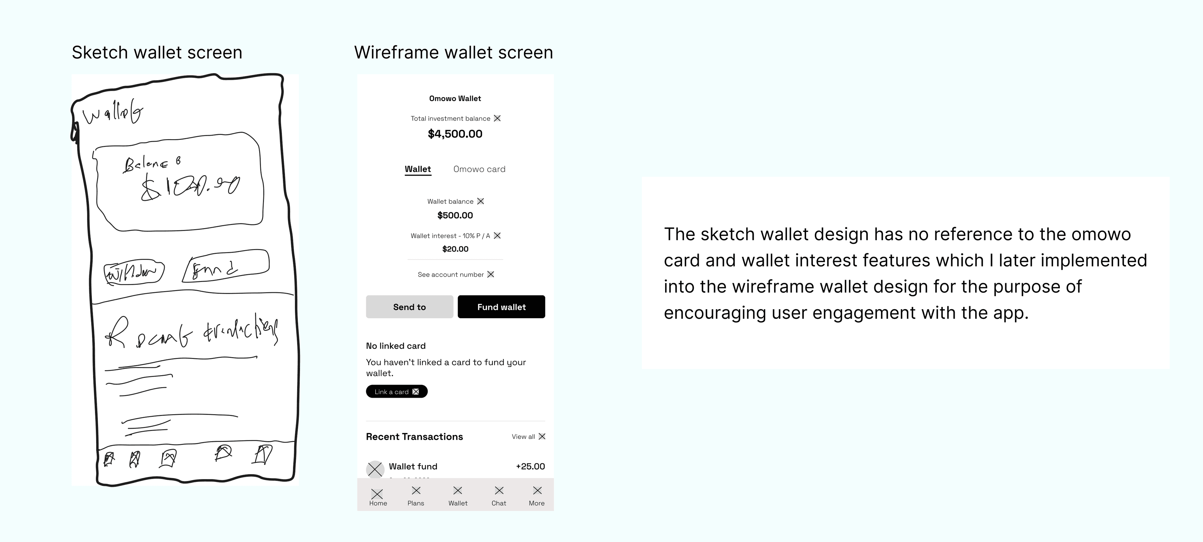 Sketch and wireframe: Wallet